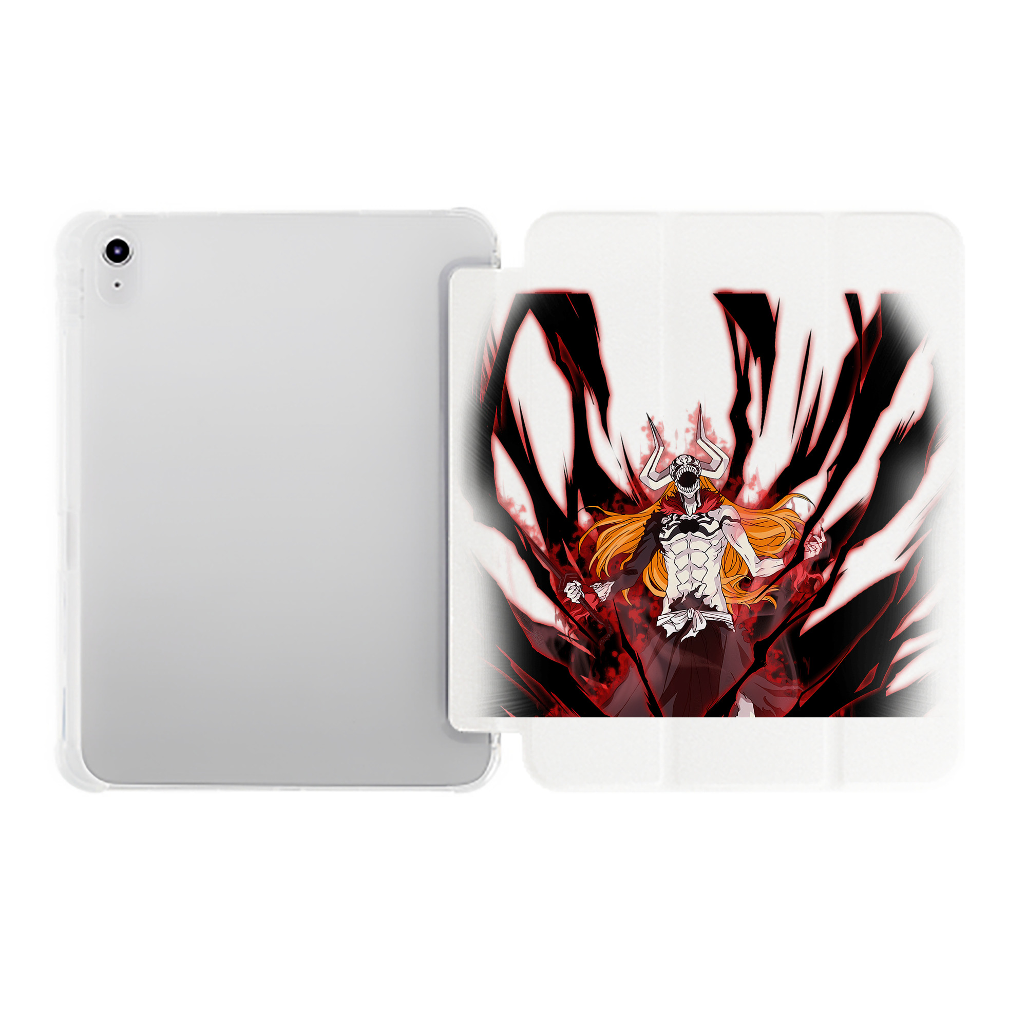 （画像用） ブリーチ 黒崎一護（くろさき いちご）BLEACH Kurosaki Ichigo IPad ケース ペン収納付き 三つ折りスタンド PUレザー×シリコン 対応機種9.5/10.5/10.9インチ